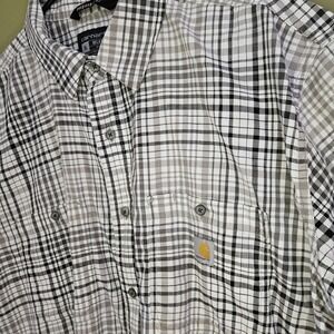 Carhartt Mens Black & White‎ Plaid XL Relaxed Fit Button Down Shirt EUC